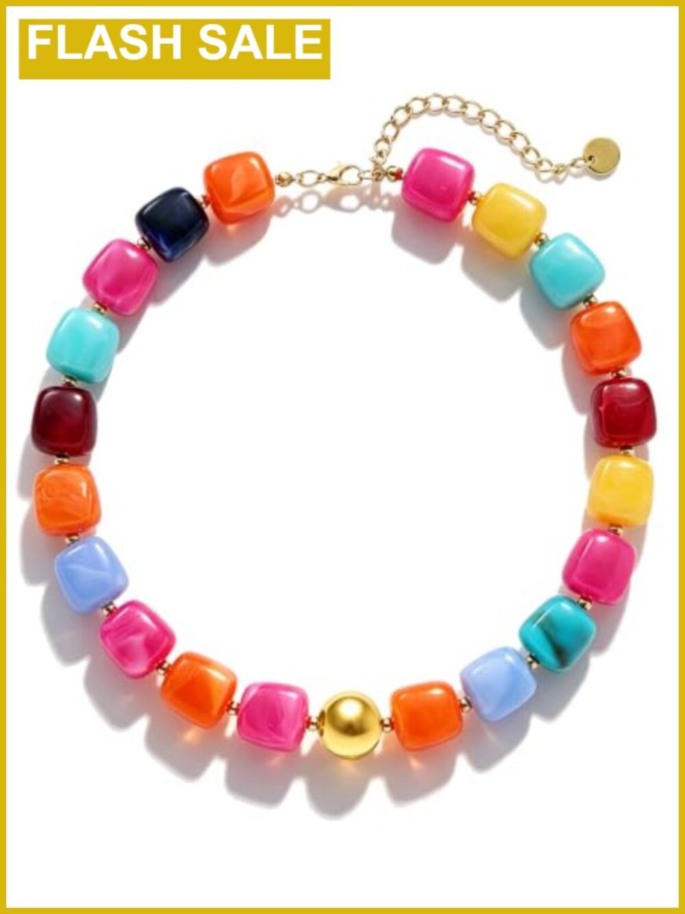 Chunky Beaded Necklace Colorful Resin Statement Boho Modern Jewelry for Women